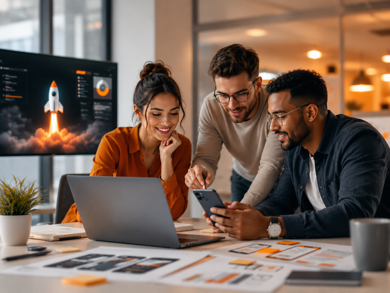 Team collaborating to bring digital products to market